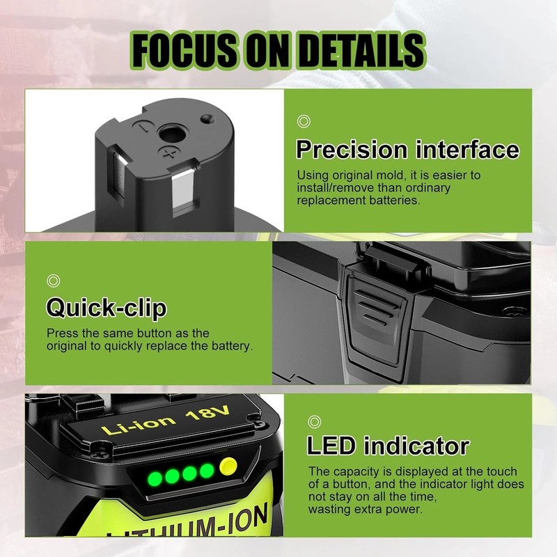2Pack 18V 8Ah For Ryobi ONE Plus High Capacity Lithium Battery P108 P107 P105 US gallery