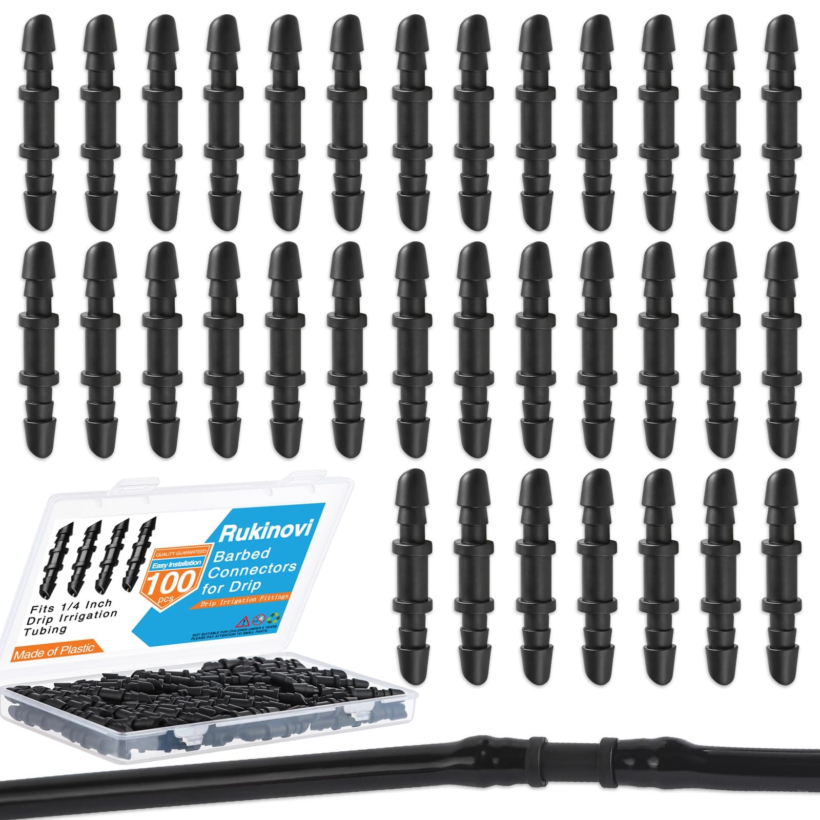 100 Pcs 1/4 Inch Drip Irrigation Quick Connect Couplers Black Fittings gallery