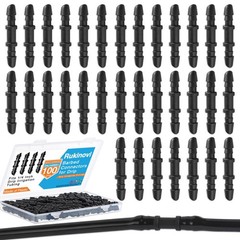 100 Pcs 1/4 Inch Drip Irrigation Quick Connect Couplers Black Fittings