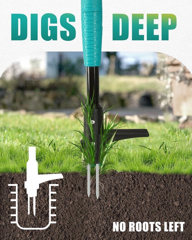 39" Weed Pulling Tool, 3-Claw Detachable Weed Puller Tool with Long Handle, H... gallery