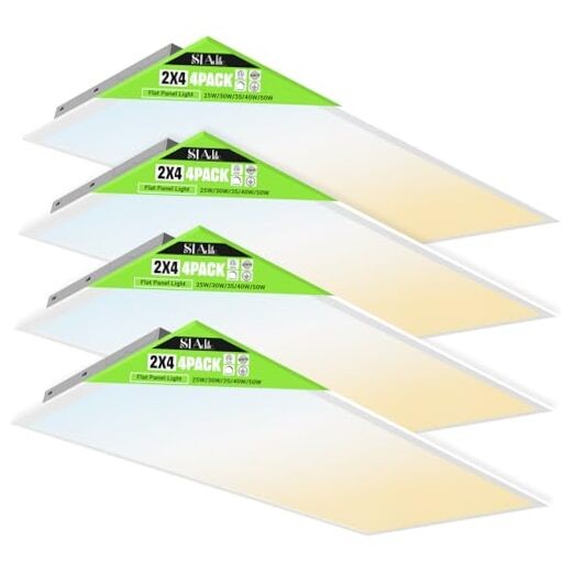 4 Pack 2x4 LED Flat Panel Light 50/40/35/30/25W 6500lm Adjustable, 2x4FT 4PACK