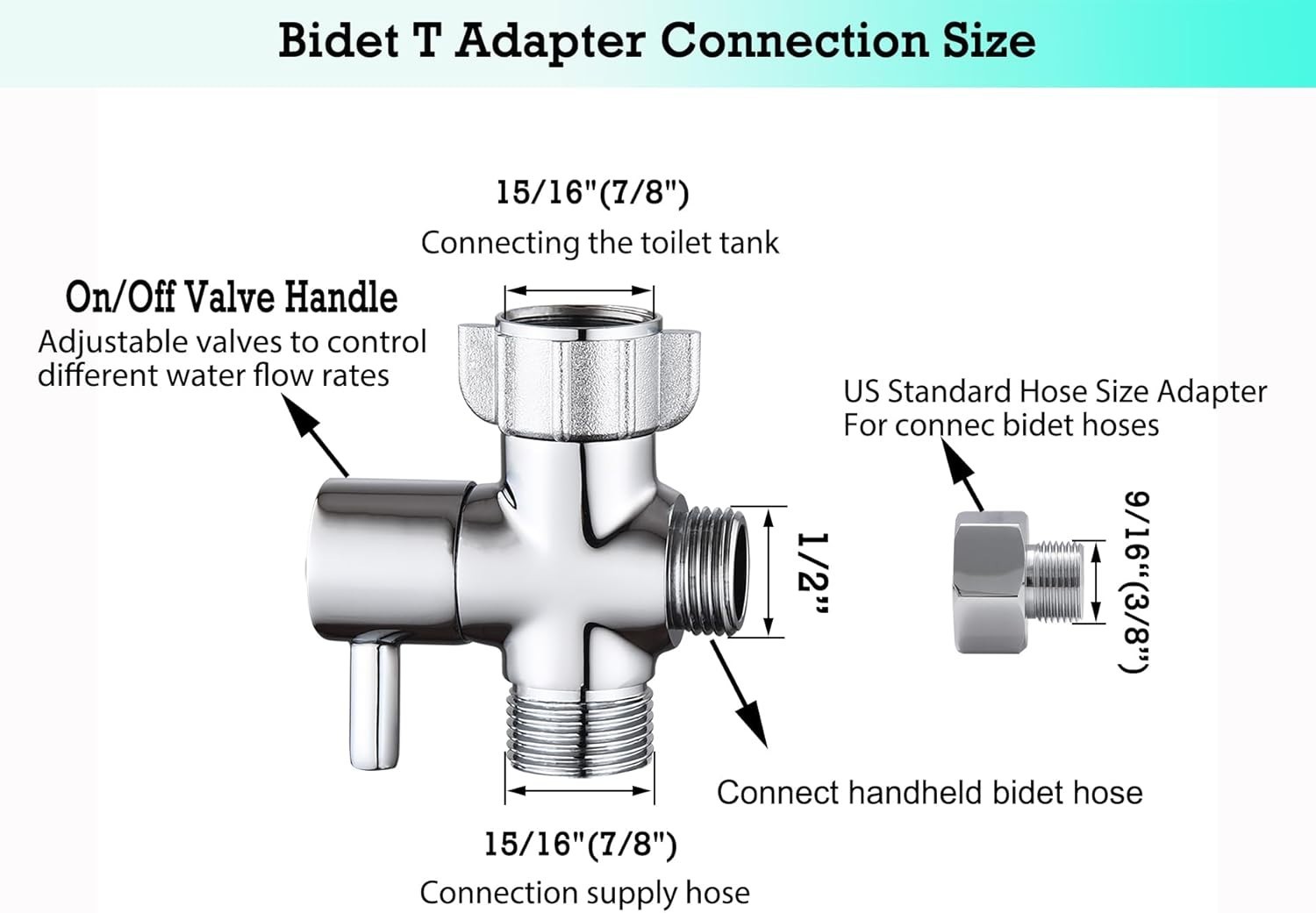 Bidet T Adapter With Shut off Valve3 Way T Valve for Bidet Metal T Adapter fo... gallery