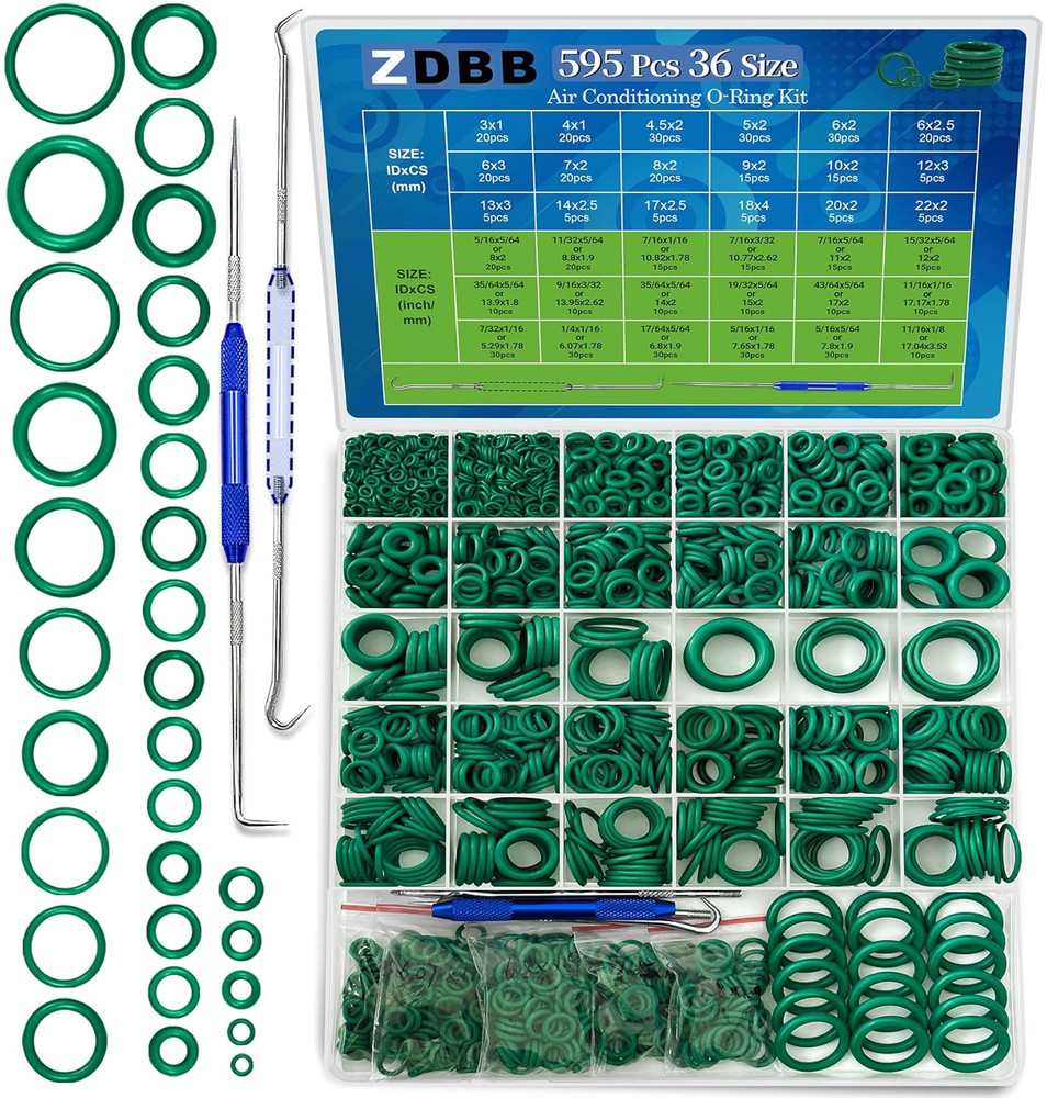 Professional 595Pc A/C O-Ring Set Automotive Compressor Seal Kit SAE Metric