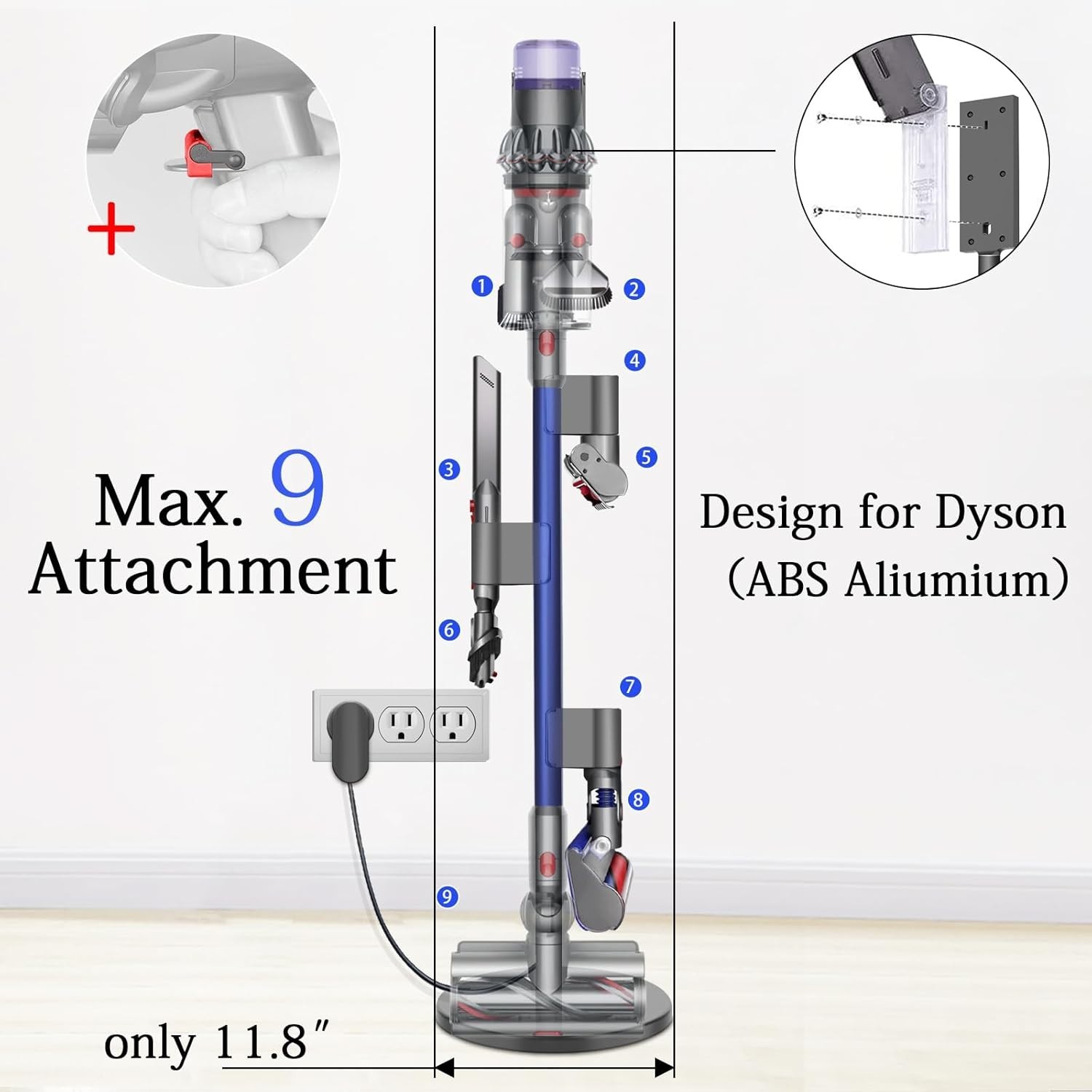 Vacuum Cleaner Stand Compatible with Dyson V6/V7/V8/V9/V10/V12/V15 Models gallery