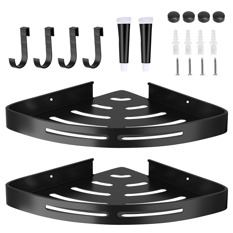 2PCS Shower Shelf Caddy Triangular Bathroom Organizer Storage Holder Corner Rack gallery