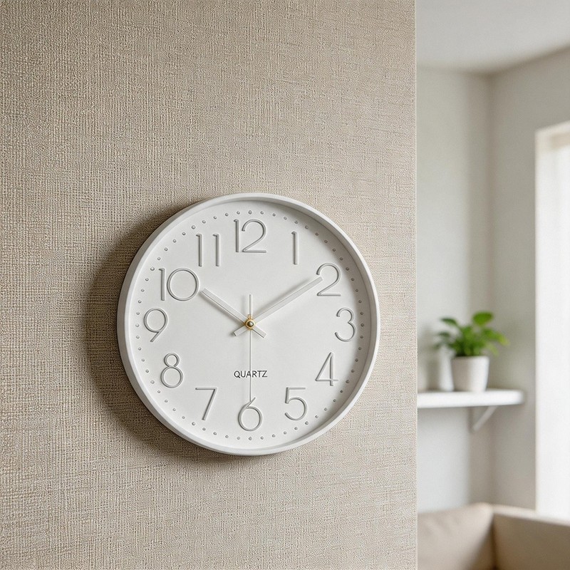 Modern Wall Clock 25cm Silent Running 3D Raised Numbers for Living Room gallery