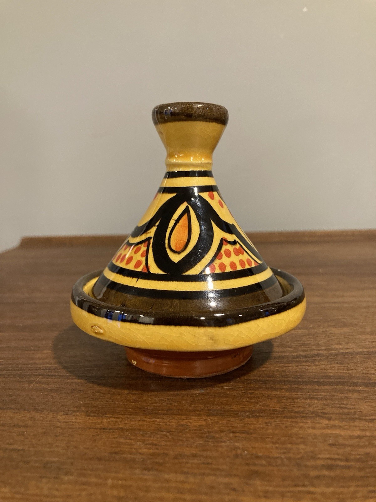 Vtg Handmade Traditional Moroccan Ceramic Tagine Tajine Dish Morocco 3.75” gallery