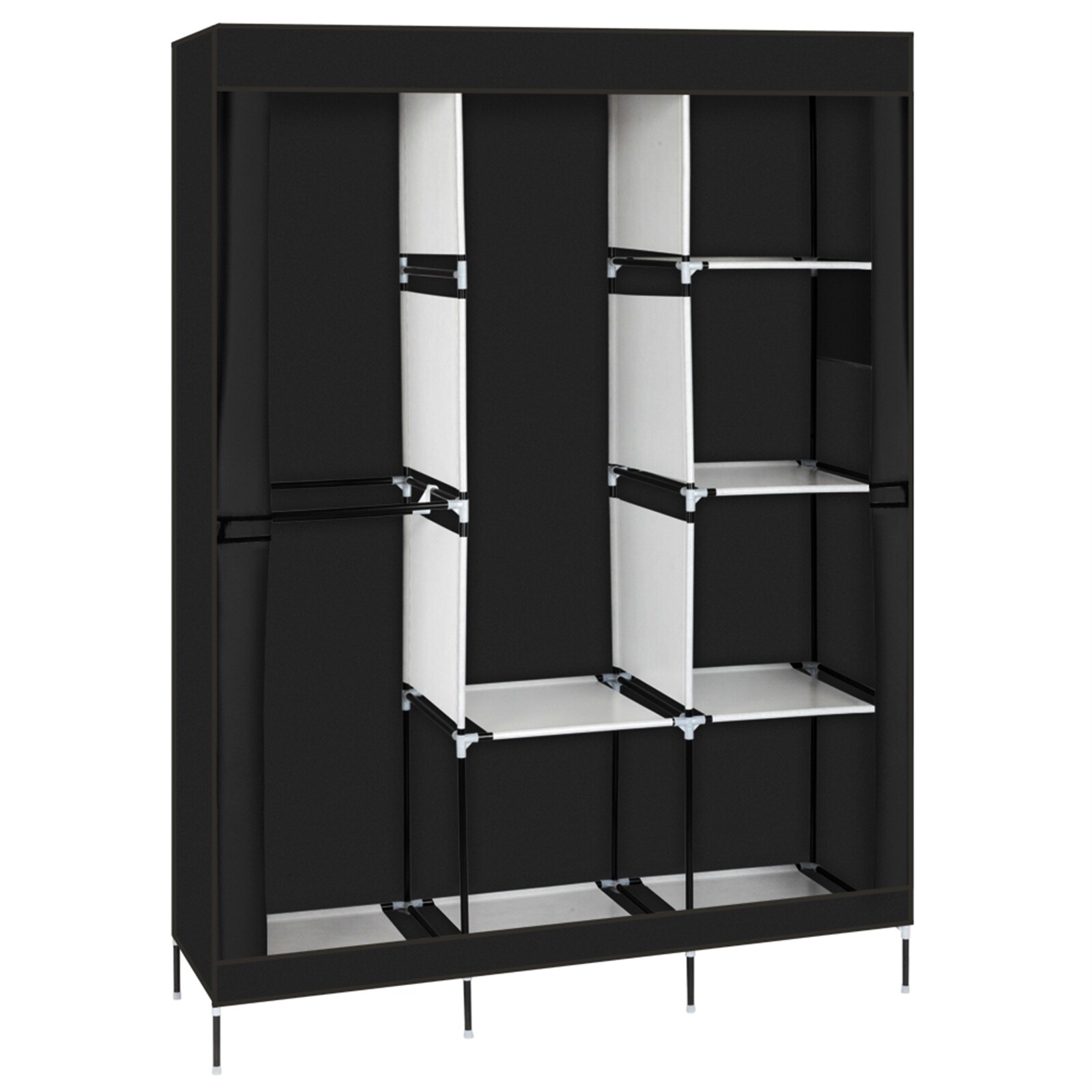 71" Portable Closet Wardrobe Clothes Rack Storage Organizer with Shelf Black gallery