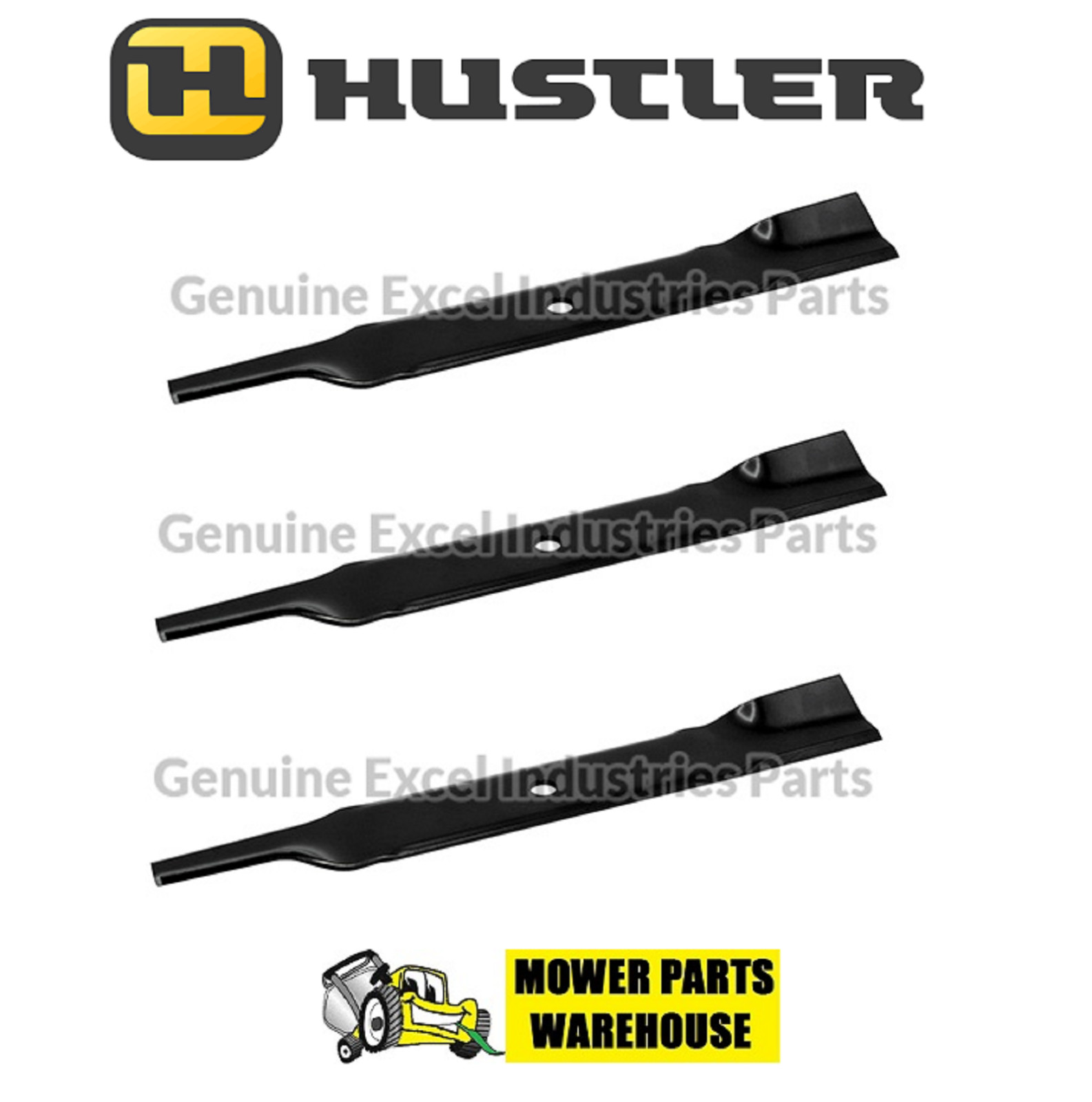 3 NEW GENUINE OEM HUSTLER MOWER BLADES FOR 52" RAPTOR 603995 gallery