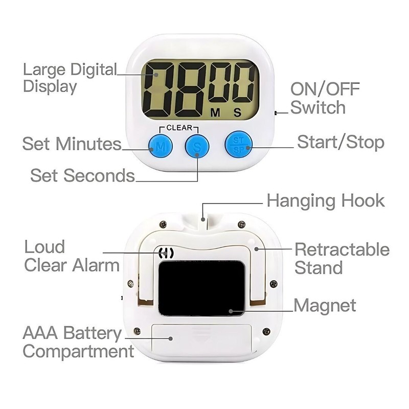 Large LCD Digital Kitchen Cooking Timer Count Down Up Clock Loud Alarm Magnetic gallery