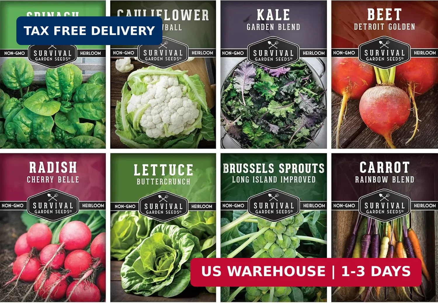 Fall Vegetable Seeds Collection - 8 Packs of Non-GMO Heirloom Cool Weather Seed gallery