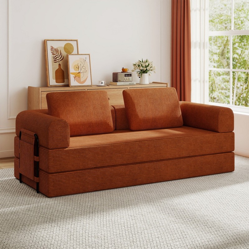 Modern Compression Sofa Folding Sleeper Sofa Bed Floor Couch with Sturdy Frame gallery