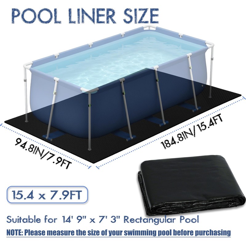 Rectangular Pool Liner Pad for Rectangular Abover Ground Swimming Pool, Heavy... gallery