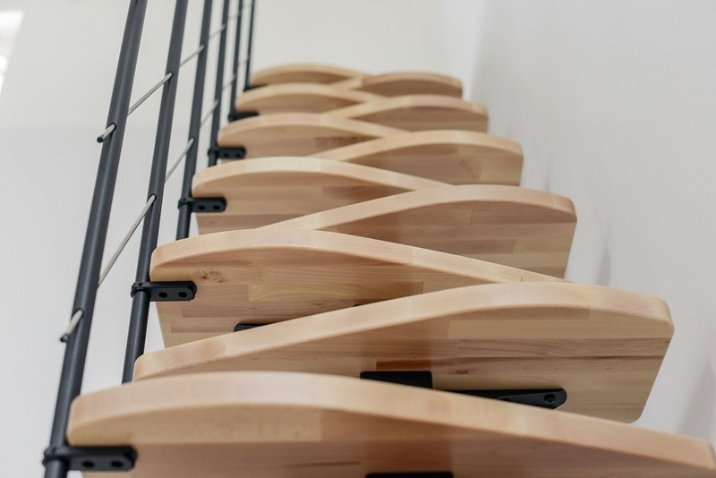 Indoor Space-Saving Straight Staircase Kit Central Stringer Beech Alternate Step gallery