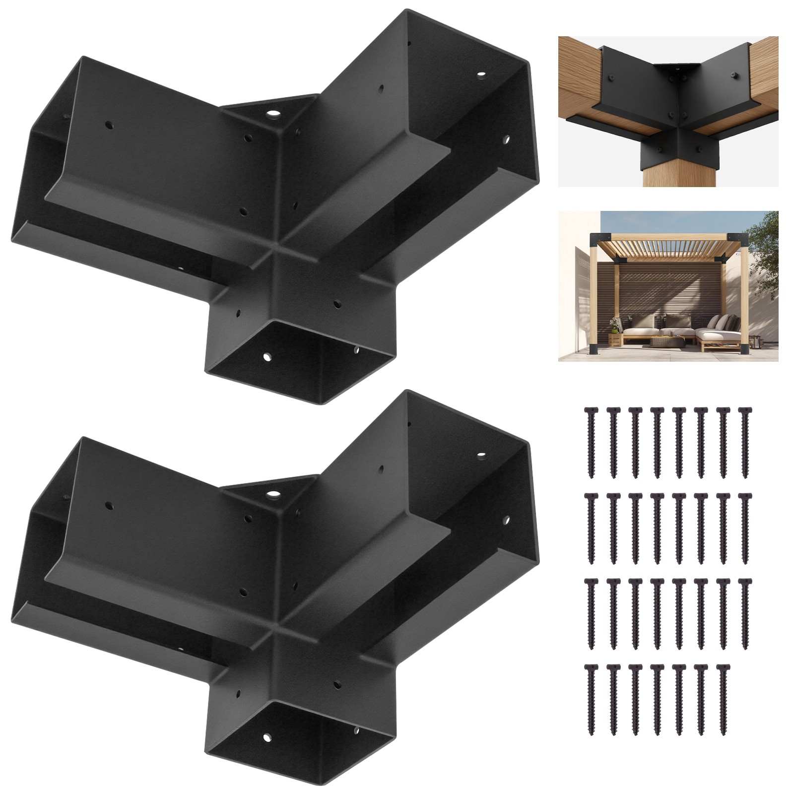 ColourTree Pergola Brackets for 4 x 4 Wood Post, Pergola Bracket Kit - 2 PCS gallery