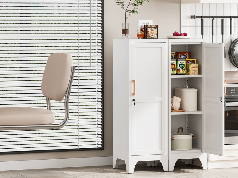 Kitchen Pantry Storage Cabinet, Lockable Metal Cabinet with Shelves Storage Unit gallery