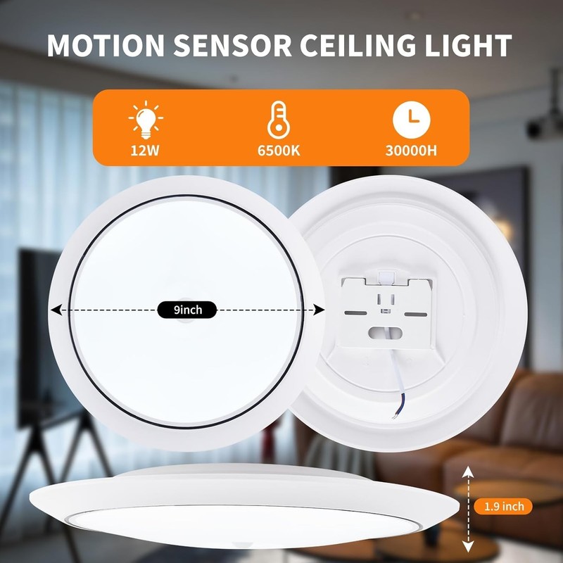 Flush Mount Ceiling Light 6500K Closet Lights, Motion Sensor Light Indoor for... gallery