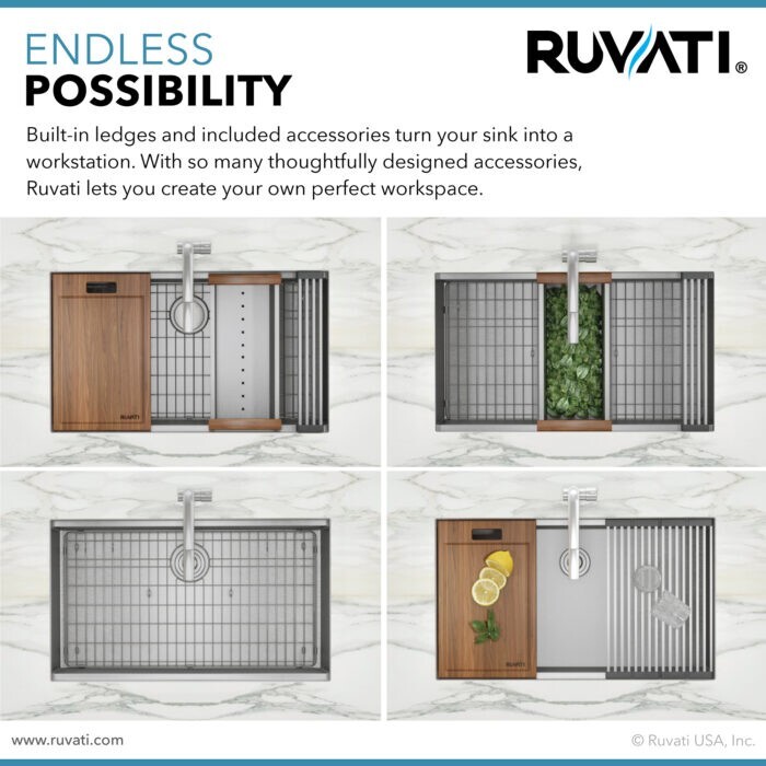 Ruvati 32-inch Workstation Undermount Single Bowl Kitchen Sink - RVH8301 gallery