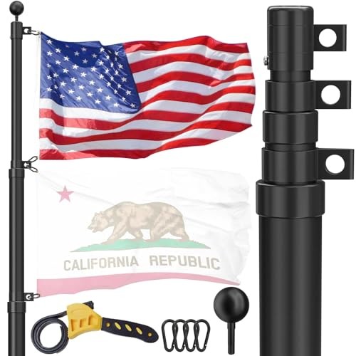 Telescoping Flag Pole for Outside House, 20 FT Heavy Duty 45K PSI & 20FT Black gallery