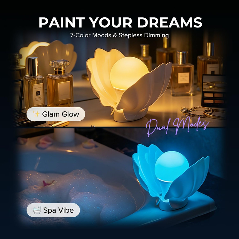 Shell Bedside Table Lamp with Wireless Charger - Stepless Dimmable Nightstand Li gallery