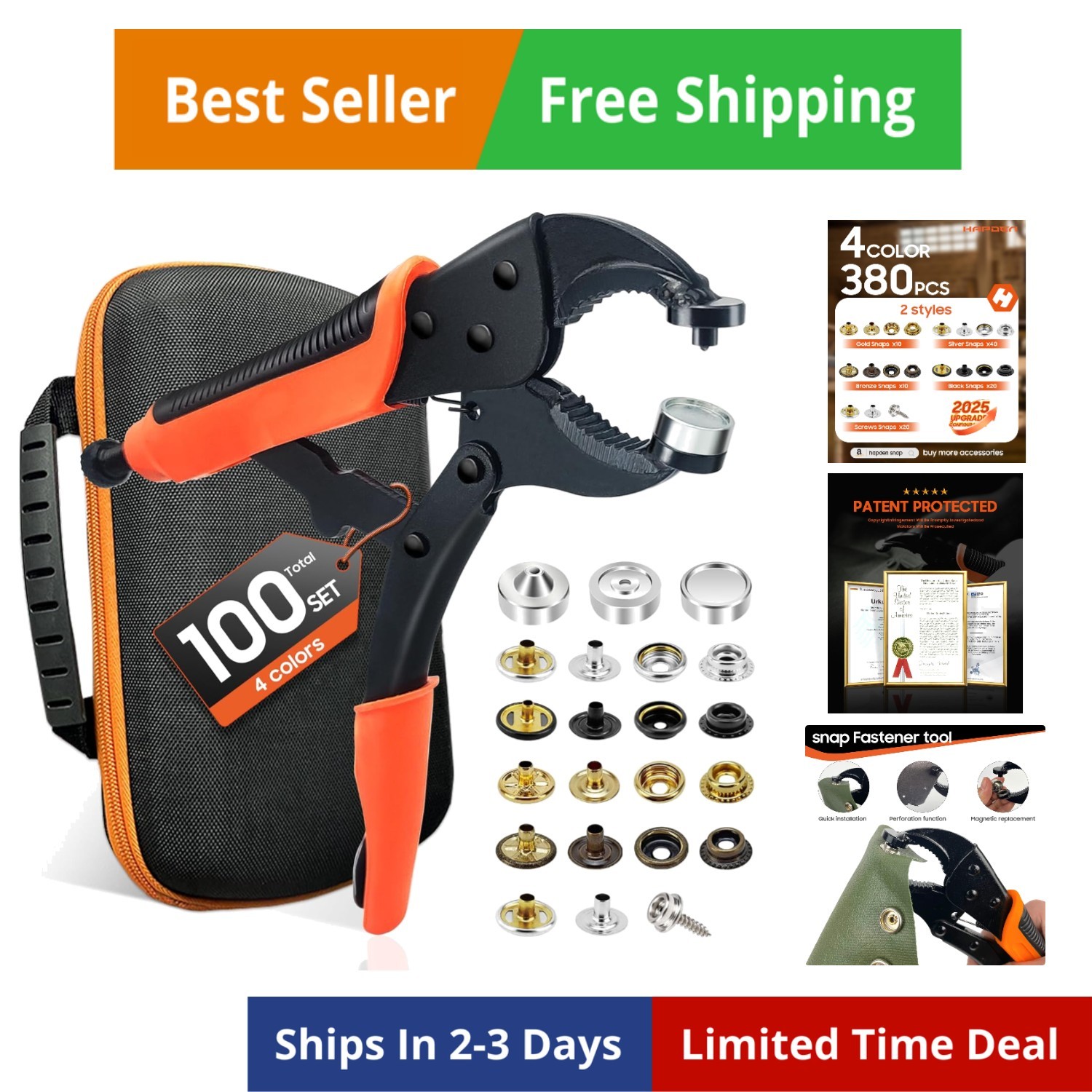 Heavy Duty Snap Fastener Tool kit, Punching Function, Snap Button Tool with A... gallery