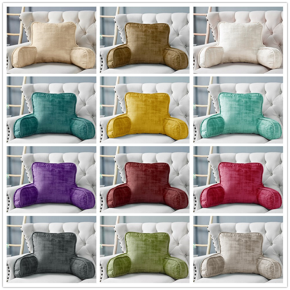 Multi Velvet Backrest Pillow Bed Cushion Support Reading Back Rest Arms Chair gallery