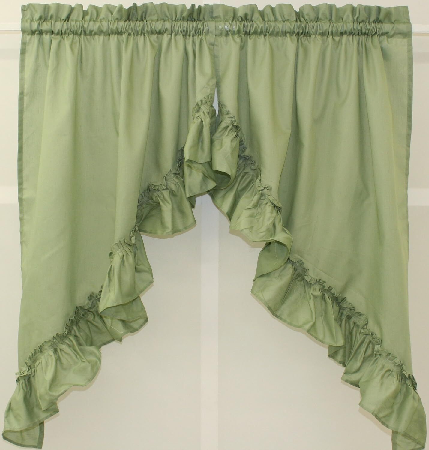 Stacey Solid Light Filtering Cafe Curtain Tier or Valance or Swag SAGE GREEN gallery