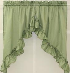 Stacey Solid Light Filtering Cafe Curtain Tier or Valance or Swag SAGE GREEN