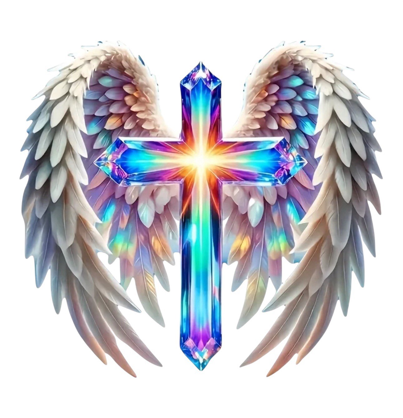 LED PRISM Cross Wings Vinyl Decal Sticker 3” Inch Christian Religious God Jesus gallery