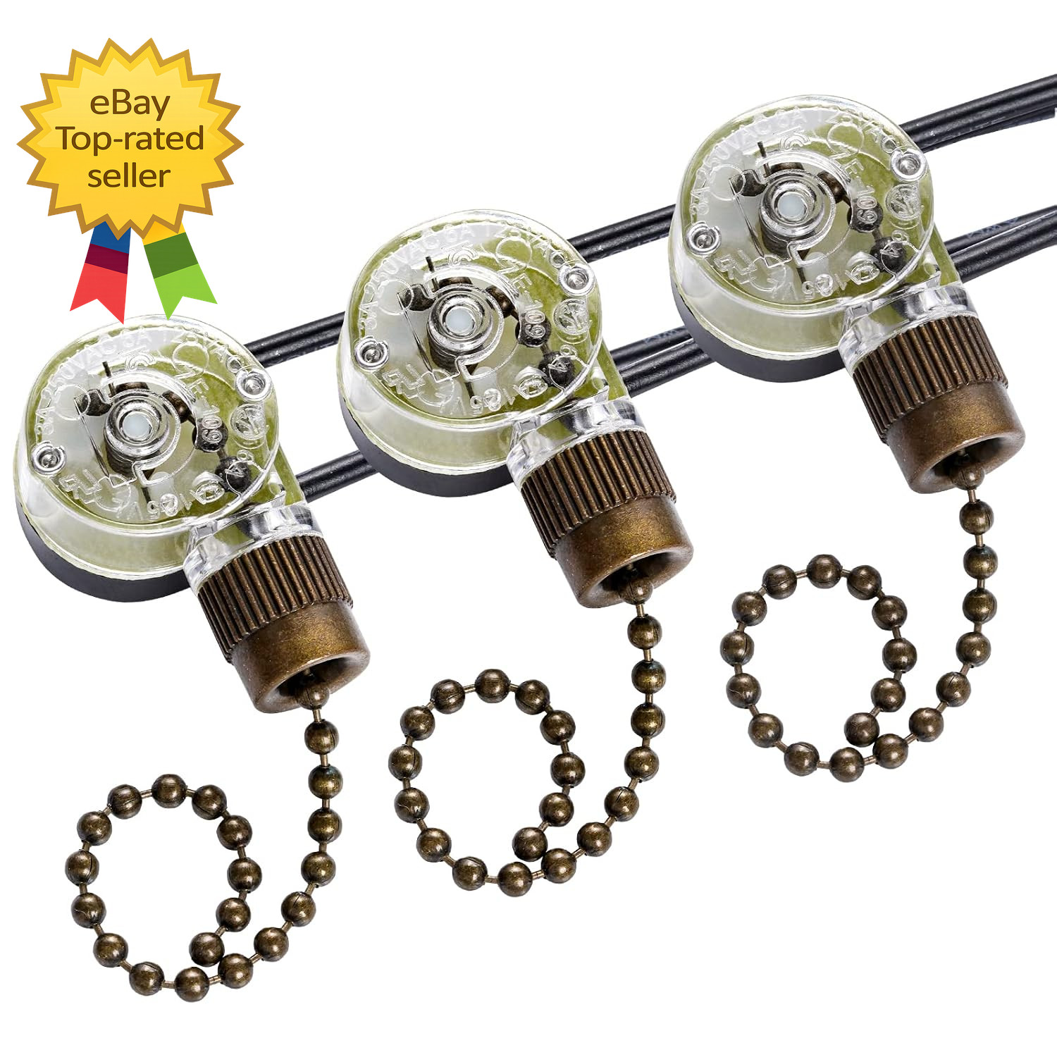 3 Pack Ceiling Fan Pull Chain Switch Zing Ear ZE 109 Two-Wire Light Switch Contr gallery