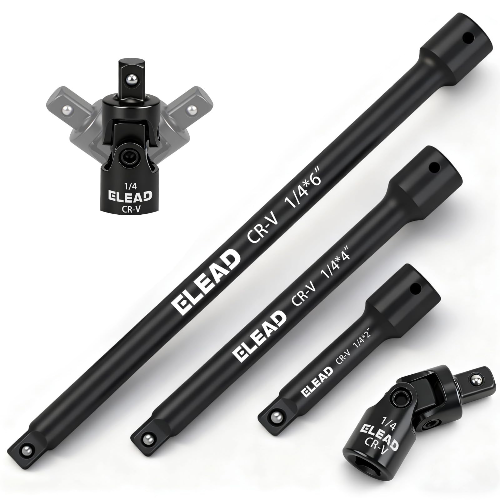 4-Piece 1/4" Drive Socket Extension Bar Set, 2, 4, 6 inch Professional Extens... gallery