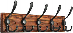 Coat Rack Wall Mounted, Pre-Assembled 16″ Coat Hooks with 5 Hooks, Heavy Duty Ru