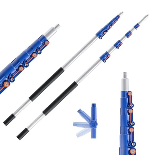 Telescoping Extension POle, 6-24FT Multipurpose Extendable POle - SILVER/ORANGE gallery