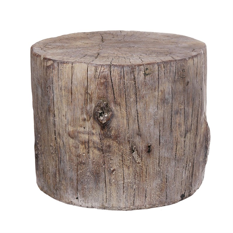 Antique Round Tree Stump Cement Stool- Brown gallery