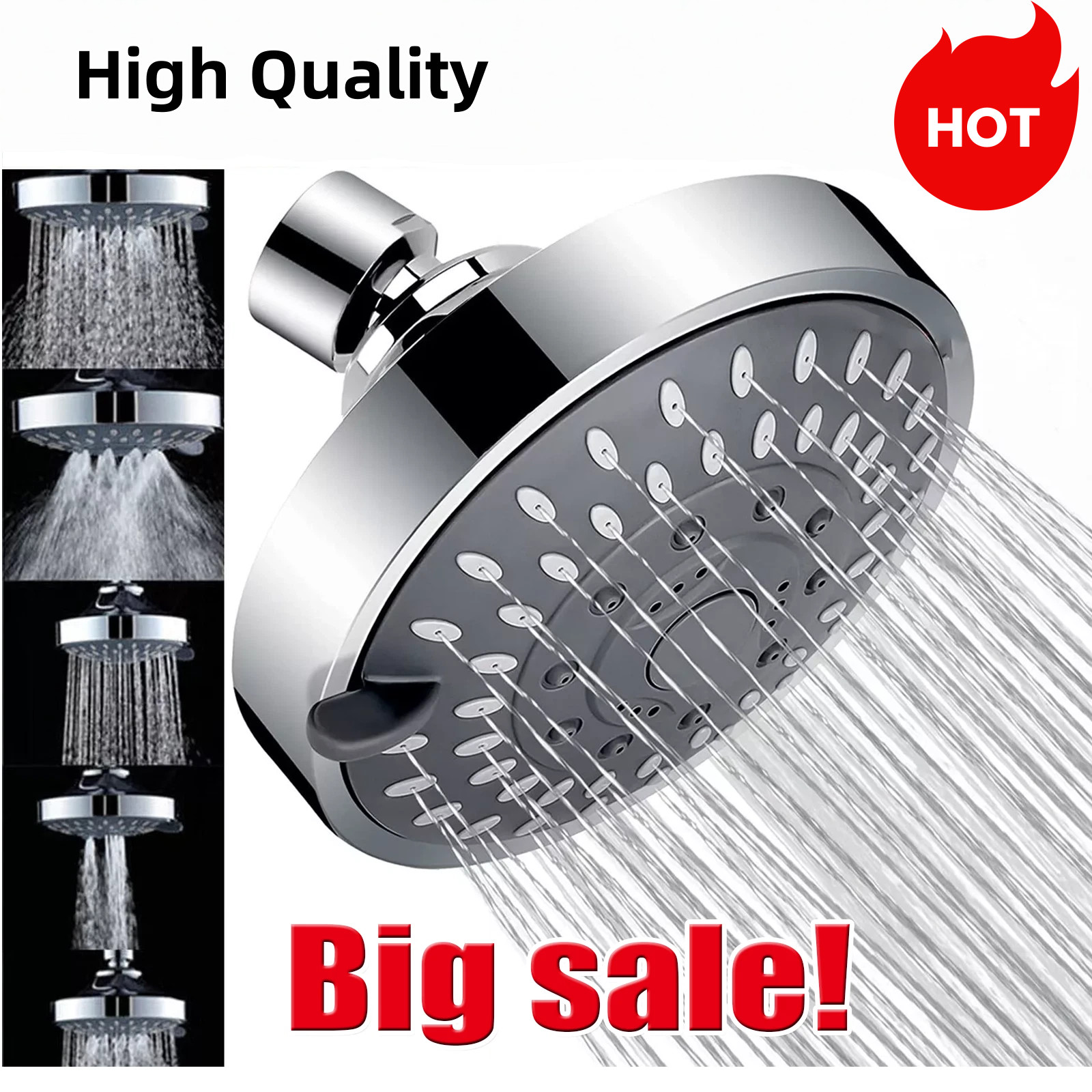 High Turbo Pressure Shower Head Bathroom Powerful Energy Water Saving Filter US gallery