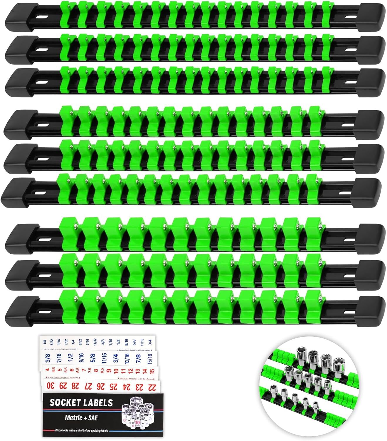 Socket Organizer Holder Tool Box: 9-Piece Socket Holders 1/4 X 48 Clips 3/8 X 45 gallery
