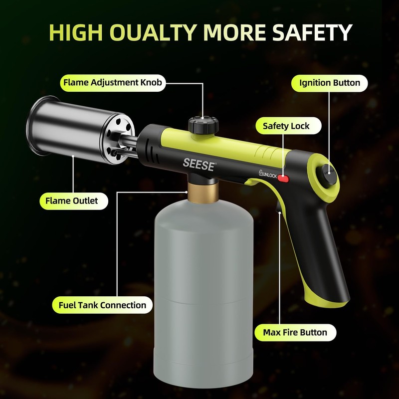 SEESE Powerful Propane Torch Gun,Kitchen Cooking Torch With One-Touch Max Fir... gallery