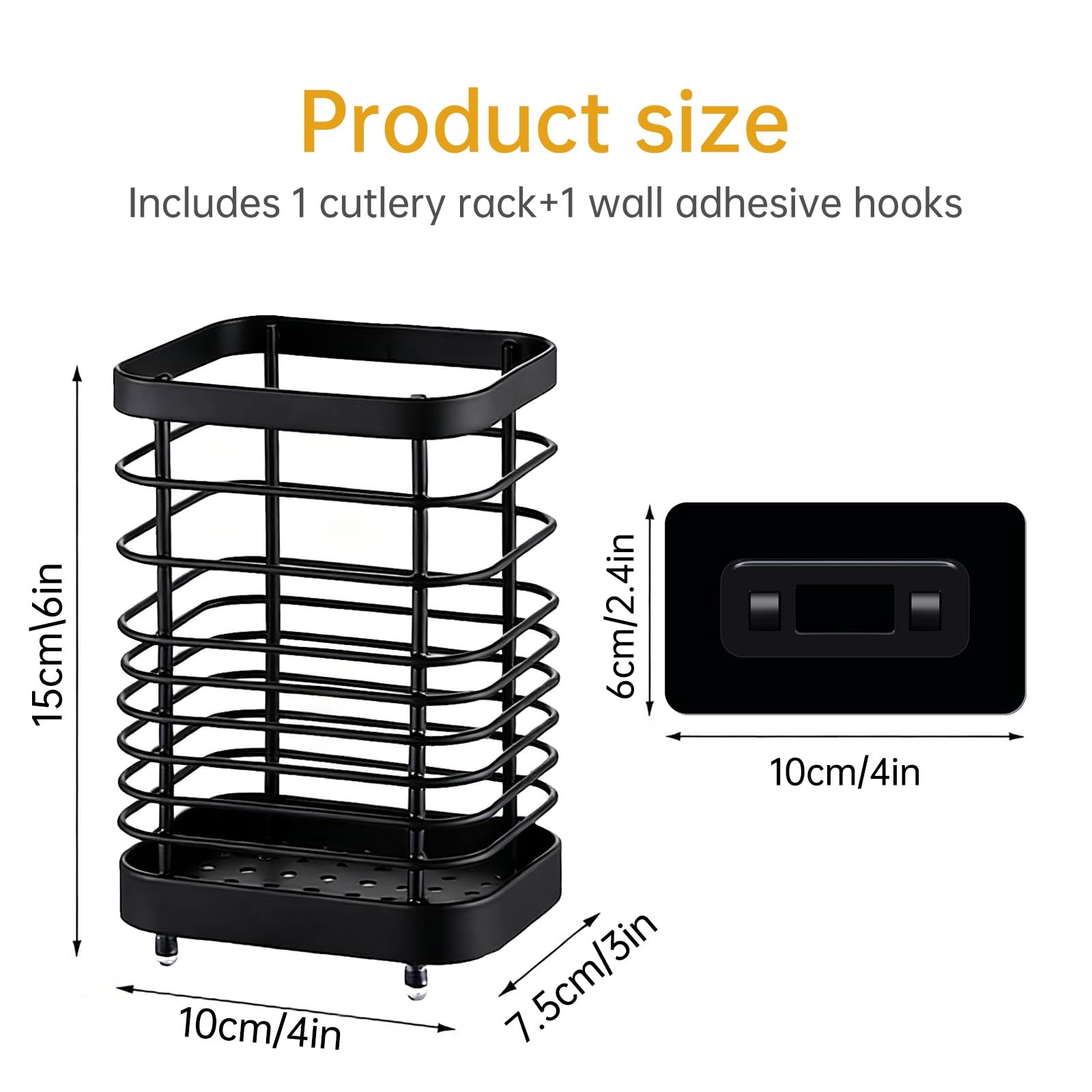 Black Wall Mount Tabletop Stainless Steel Utensil Holder Drying Caddy gallery