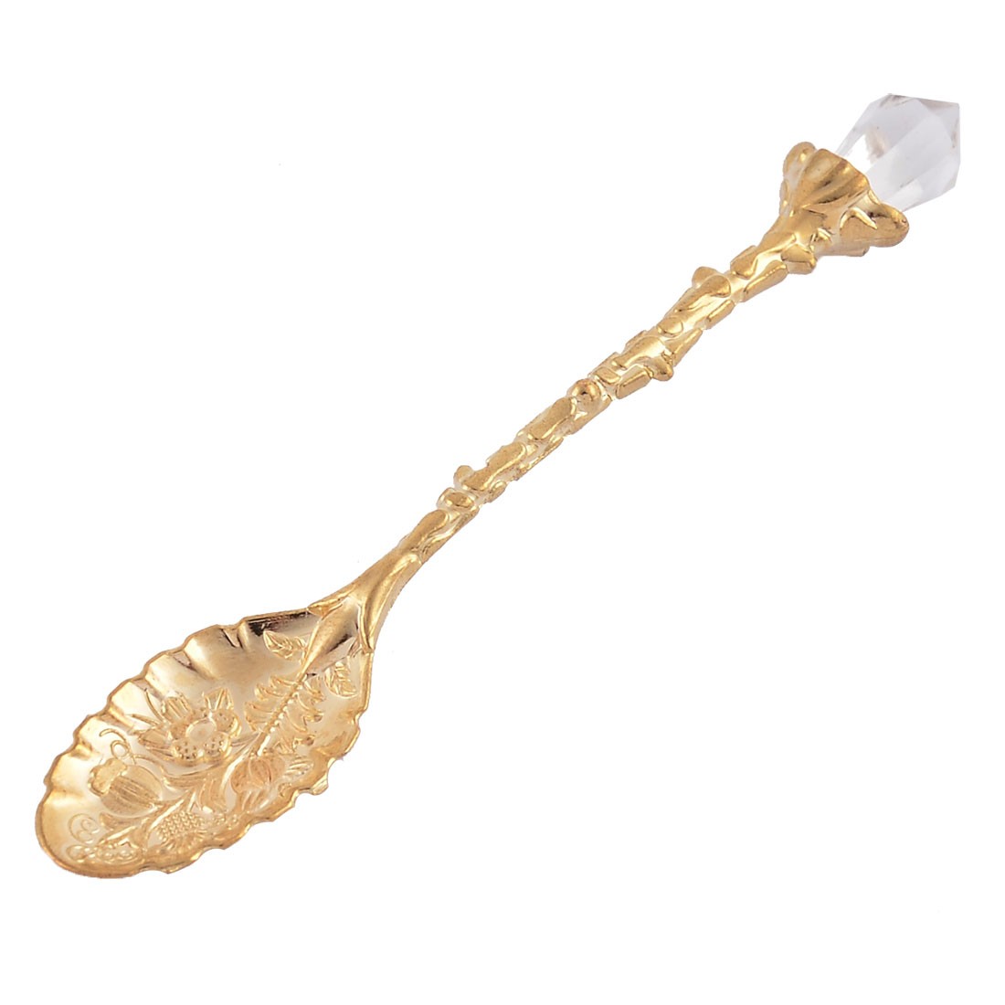 Stainless Steel Flower Pattern Mini Dessert Coffee Tea Spoon Gold gallery
