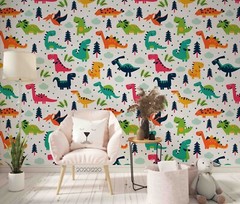3D Dinosaur Tree Cartoon Pattern Wallpaper Wall Murals Removable Wallpaper