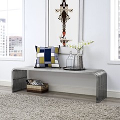 Modway Pipe Contemporary Modern Stainless Steel Metal Bench, 60″