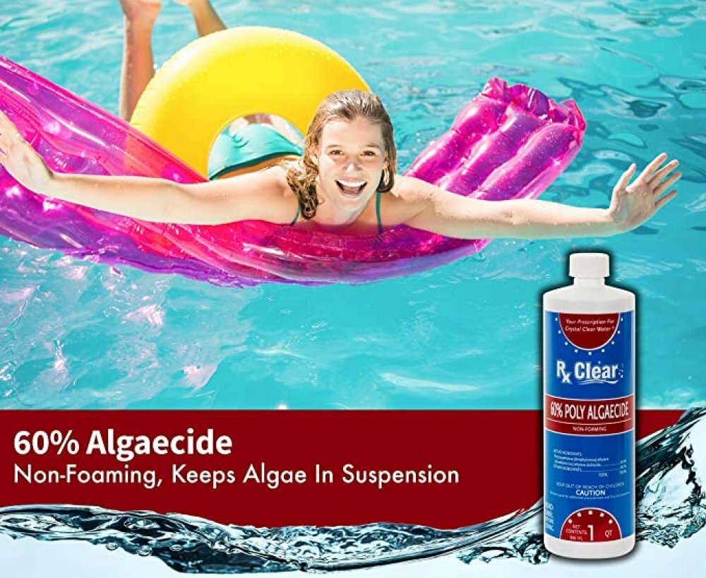 Rx Clear Swimming Pool 60 Plus Prevents Algaecide Chemical - 6 x 1 Quart Bottles gallery