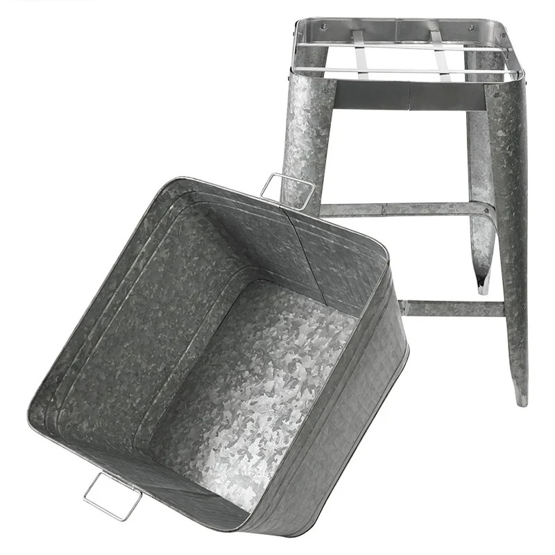 Multi-Functional Galvanized Metal Tub on Stand Beverage Planter Home Decor 32"H gallery