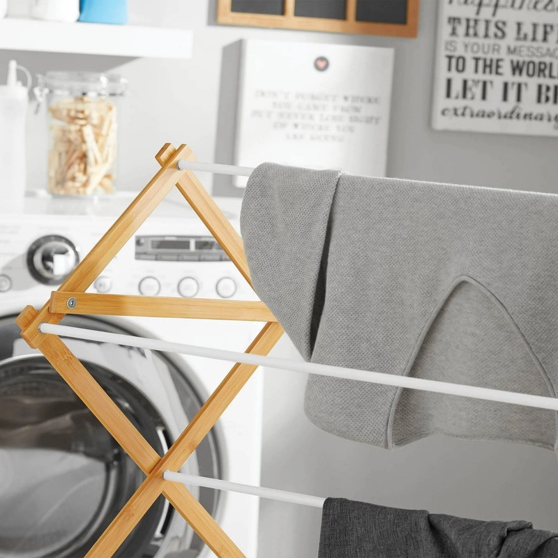 Space-Saving Collapsible Bamboo Laundry Clothes Drying Rack gallery