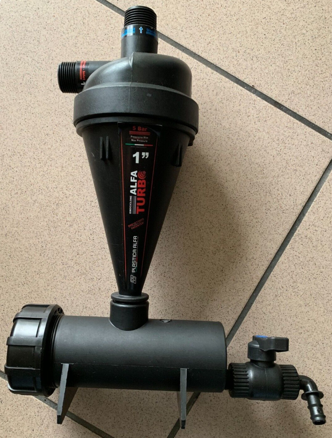 HYDROCYCLONE 1" WATER FILTER SAND SEPARATOR NPT by PLASTICA ALFA - MADE IN ITALY gallery