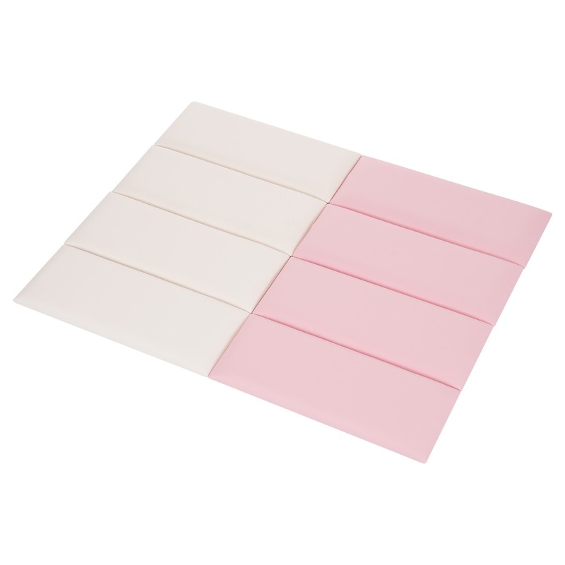 8-Pack Wall Padding Panels 20×50cm 30mm Adhesive Baby Safety White Pink gallery