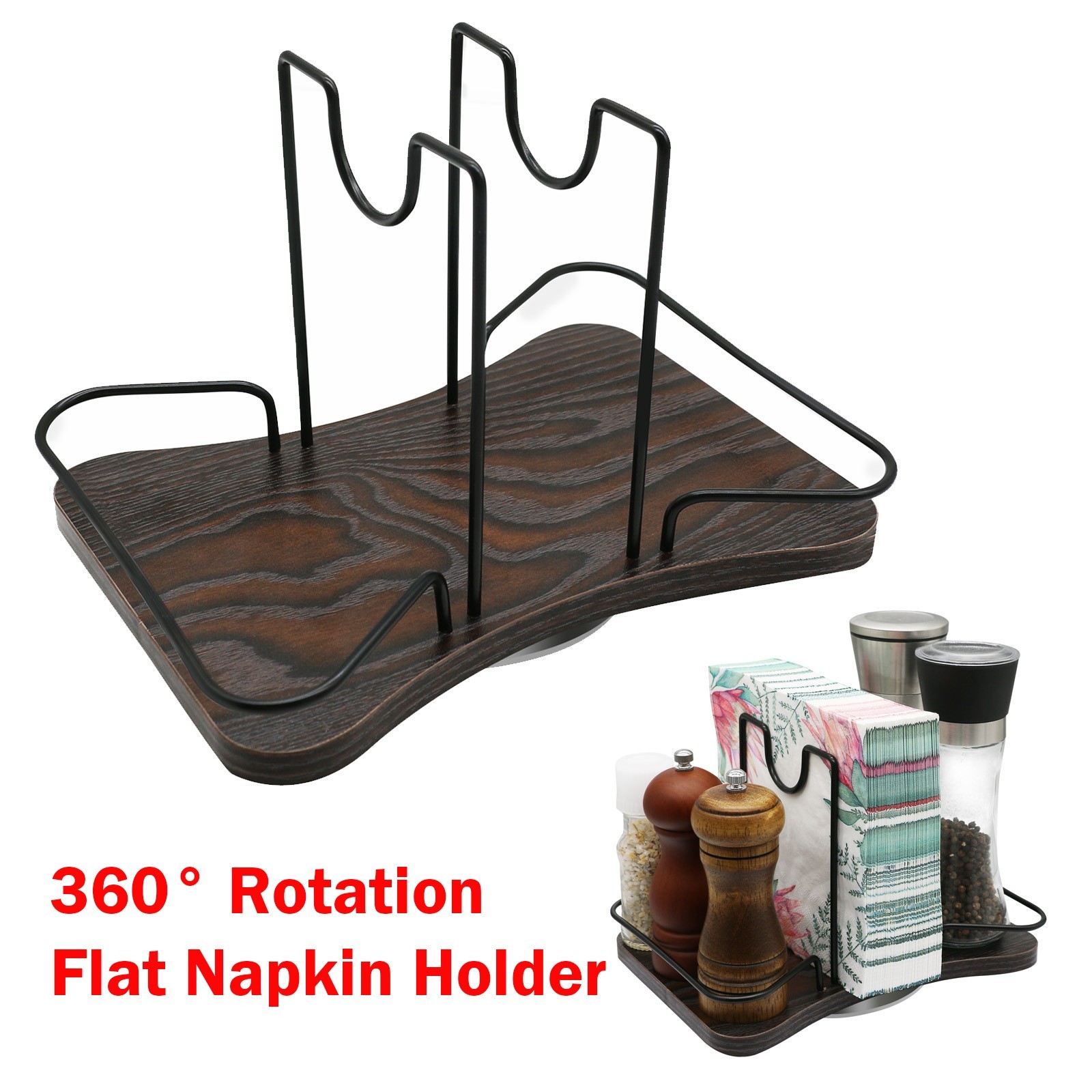 360° Rotation Flat Napkin Holder Metal Kitchen Napkin Holder Seasoning Storage gallery
