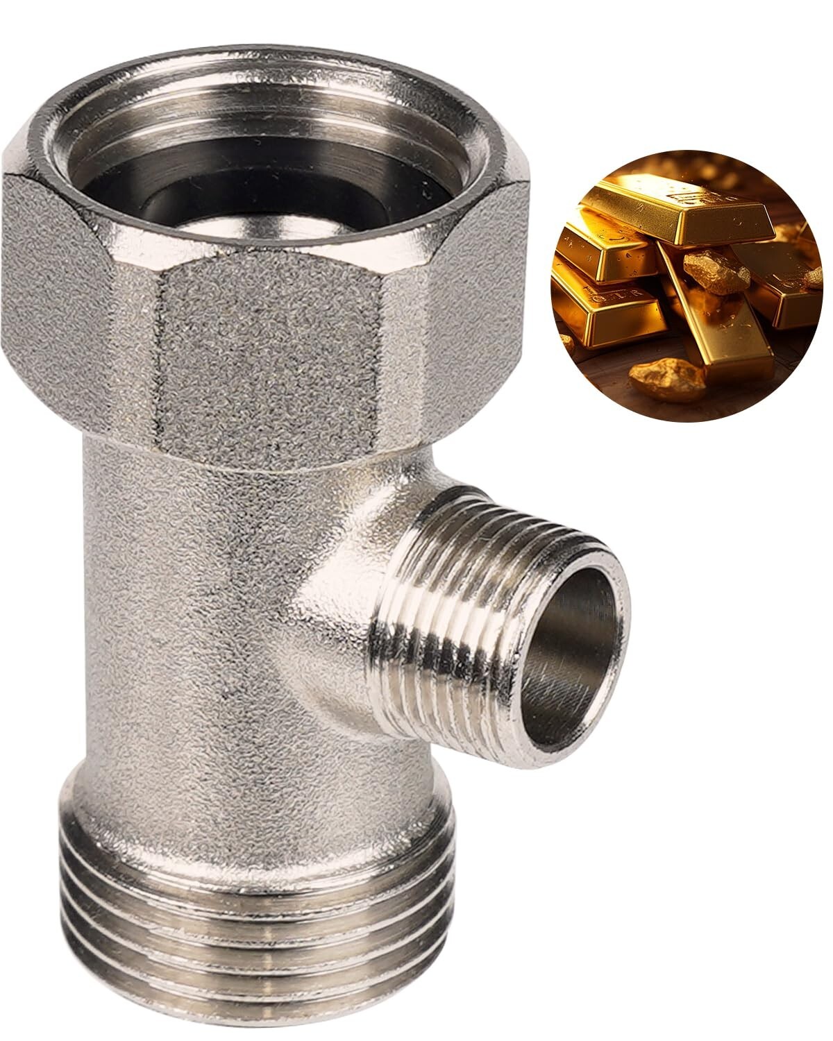 Bidet T Adapter, T-adapter Valve 3-Way Brass For Toilet Bidet(7/8"×7/8''×3/8") gallery