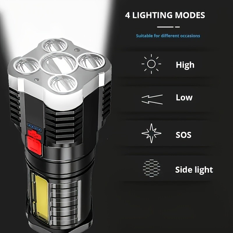 Super Bright LED Torch Flashlight+USB Rechargeable Tactical Camping Outdoor Lamp gallery