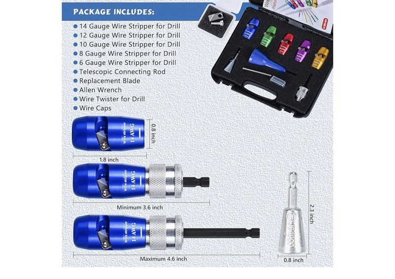 Wire Stripper for Drill, Drill Wire Stripper for 6/8/10/12/14 AWG US Standard El gallery